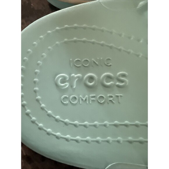 Crocs Iconic Comfort Flip Flops Sandals Womens Size 10 Turquoise Teal Aqua - Picture 2 of 5